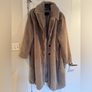 Banana Republic Taupe Faux Fur Coat